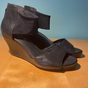 Eileen Fisher Black Wedge Sandals